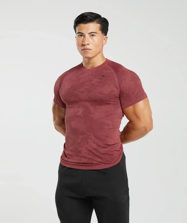  Geo Seamless T-Shirt - Soft Berry/Rich Maroon