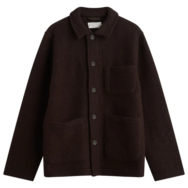 Universal Works Men's Wool Fleece Field Jacket Brown