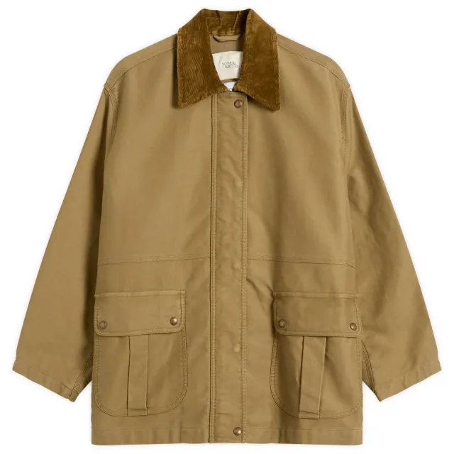 Nothing Written Women's Mole Skin Hunting Cotton Jacket Khaki