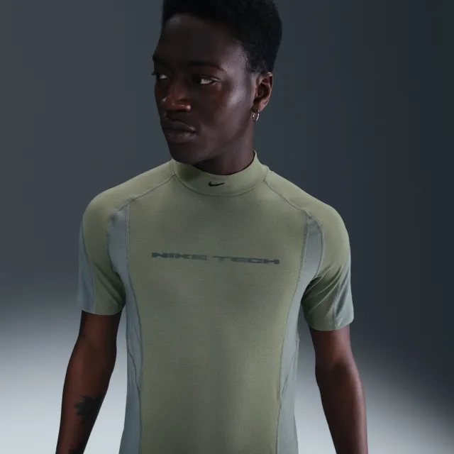 Nike Tech Men's Dri-FIT Short-Sleeve Base Layer - Green - Polyester/Lyocell/Elastane