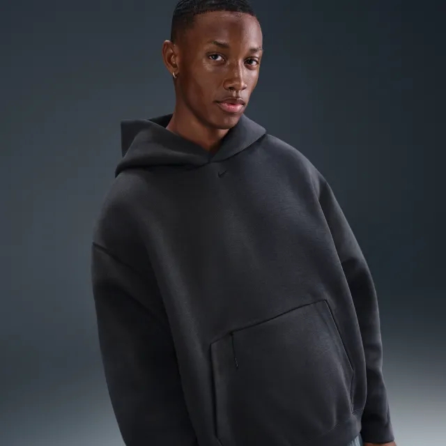 Nike Tech Men's Fleece Oversized Hoodie - Grey - Polyester/Cotton
