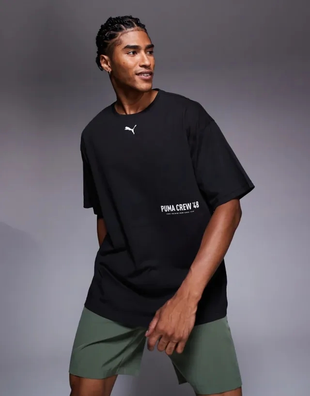 Puma Graphic Oversized T-Shirt In Black