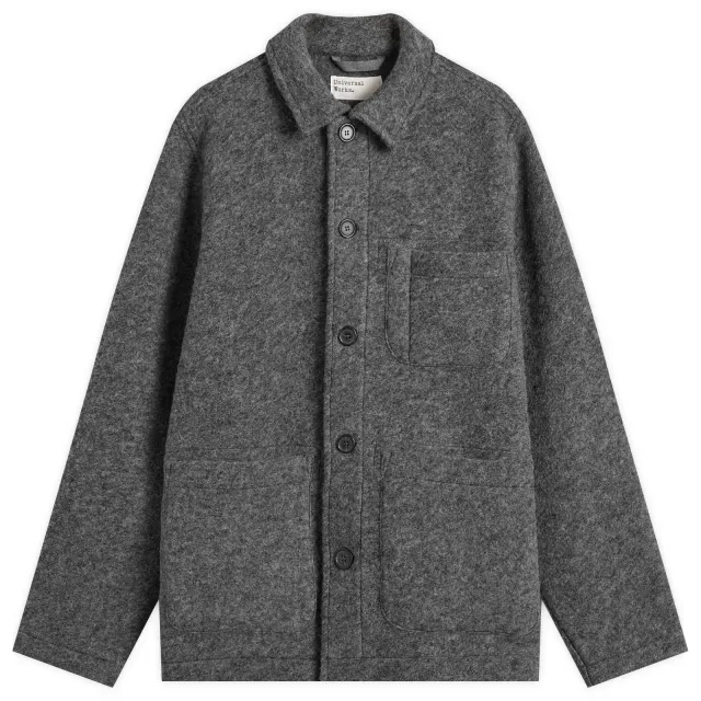 Universal Works Men's Wool Fleece Field Jacket Grey Marl