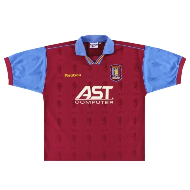 1995-97 Aston Villa Reebok Home Shirt L - Aston Villa / Excellent 