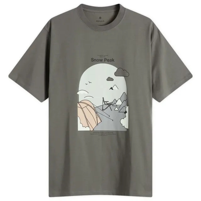 Snow Peak Men's Camping Graphic T-Shirt Grey