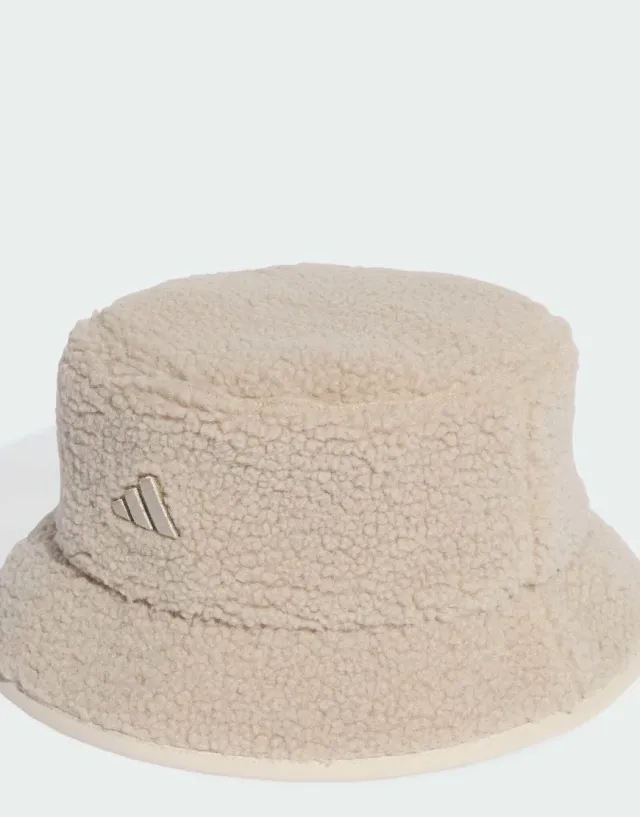 Adidas Performance Winterized Teddy Fleece Bucket Hat In Beige-Neutral