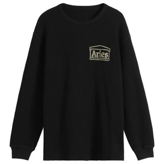 Aries Men's Reversible Temple Waffle Long Sleeve T-Shirt Black