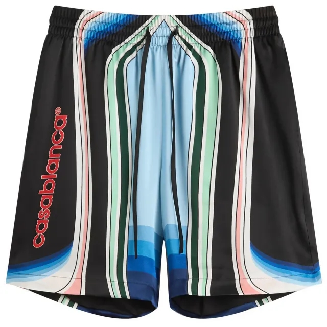 Casablanca Men's Graphic Mountain Drawstring Shorts Black