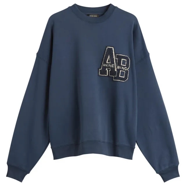 Anine Bing Women's Miles Oversized Letterman Sweatshirt Dark Blue