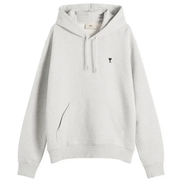 AMI Paris Men's Loopback Light Fleece ADC Hoodie Gris Cendre Chine