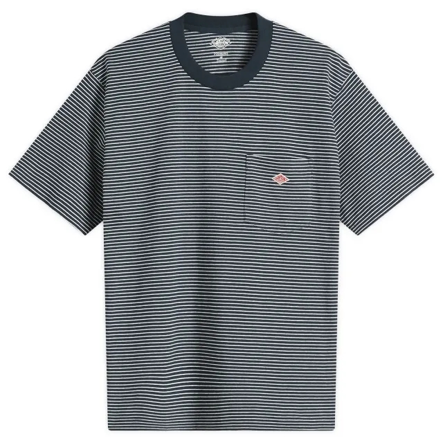 Danton Men's Pocket T-Shirt Green/White Stripe