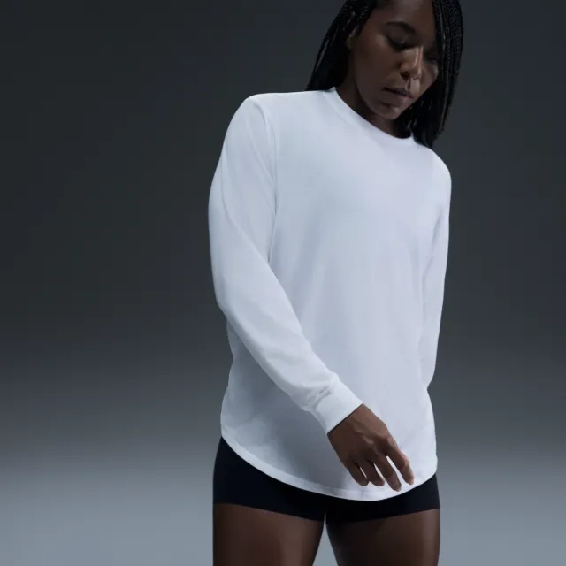 Nike One Relaxed Women's Dri-FIT Long-Sleeve Top - White - Polyester/Cotton/Elastane
