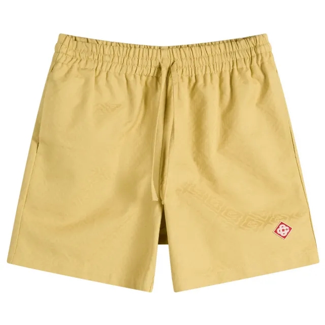 Casablanca Men's Drawstring Cotton Jacquard Monogram Shorts Yellow