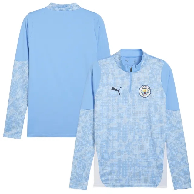 PUMA Manchester City Training Quarter-Zip Top Shirt Youth, Light Blue/White, size 11-12 Youth