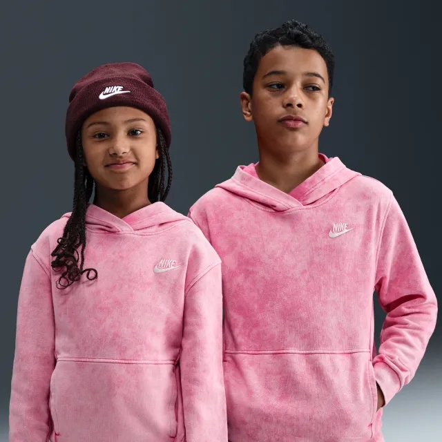 Nike Sportswear Older Kids' Pullover Hoodie - Pink - Cotton/Polyester