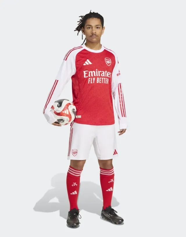 Adidas Performance Arsenal 25/26 Long Sleeve Home Authentic Jersey In Better Scarlet / White-Red
