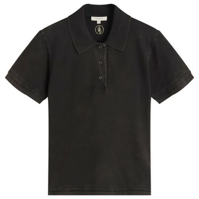 JW Anderson Women's Layered Short Sleeve Polo Top Black