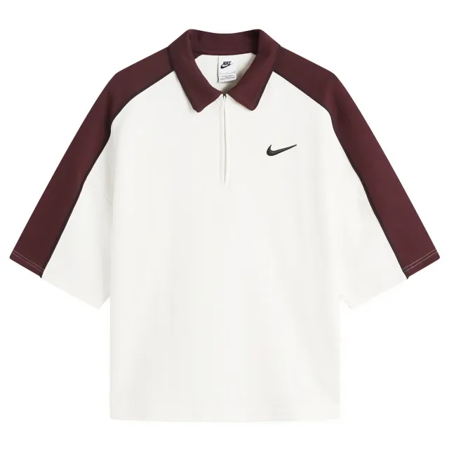 Nike Women's Sports Polo Top Sail/Burgundy Crush