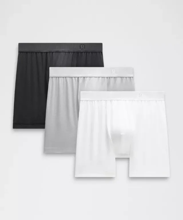 lululemon – Men's Always In Motion Boxer Briefs 3 Pack – 5" – Color Black/Silver/White – Size Large