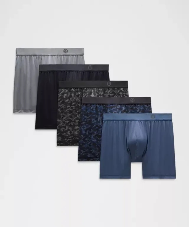 lululemon – Men's Always In Motion Boxer Briefs 5 Pack – 5" – Color Camo/Grey/Black – Size Large