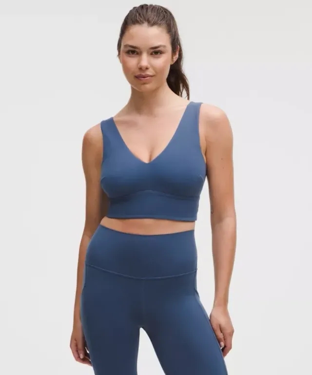 lululemon – Women's Align V-Neck Sports Bra Light Support, DDD/G Cup – Color Blue – Size Large