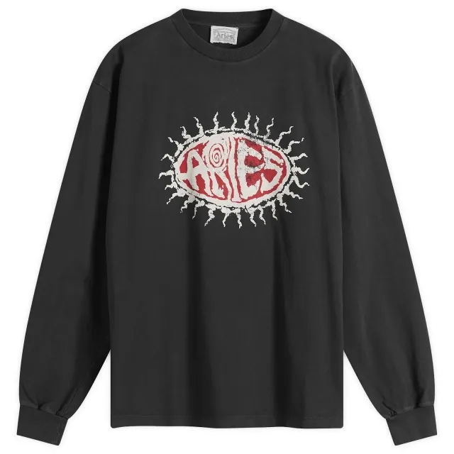 Aries Men's Faded Grunge Long Sleeve T-Shirt Black