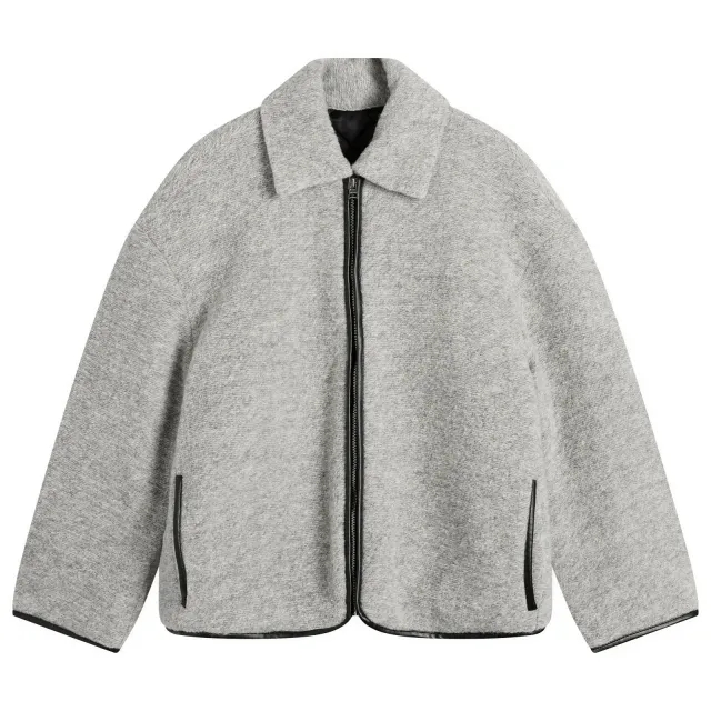 JW Anderson Men's Contrast Trim Casual Jacket Light Grey Melange