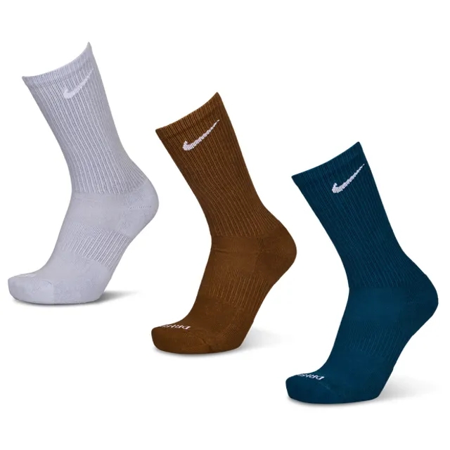 Nike Everyday Cushioned Crew 3 Pack Unisex Socks - Brown