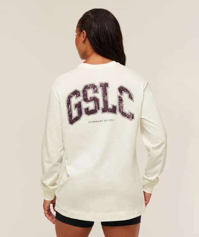  GSLC Graphic Oversized Long Sleeve Top - Soft White