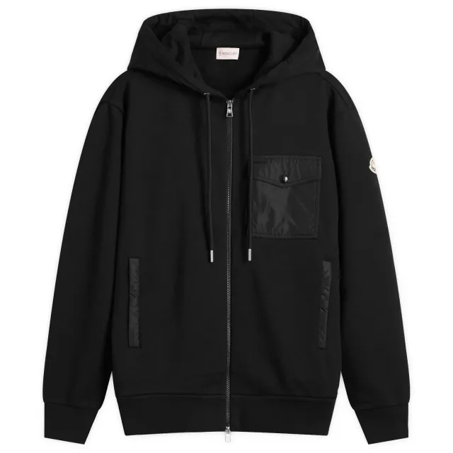 Moncler Men's Zip Through Patch Hoodie Black