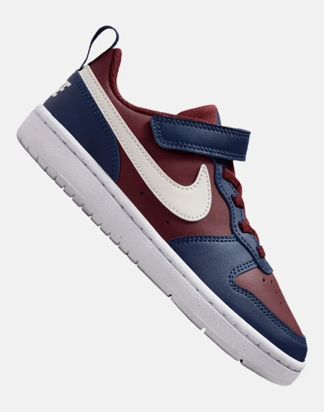 Nike Younger Kids Court Borough Low Recraft Trainers in Navy Blue/Red 