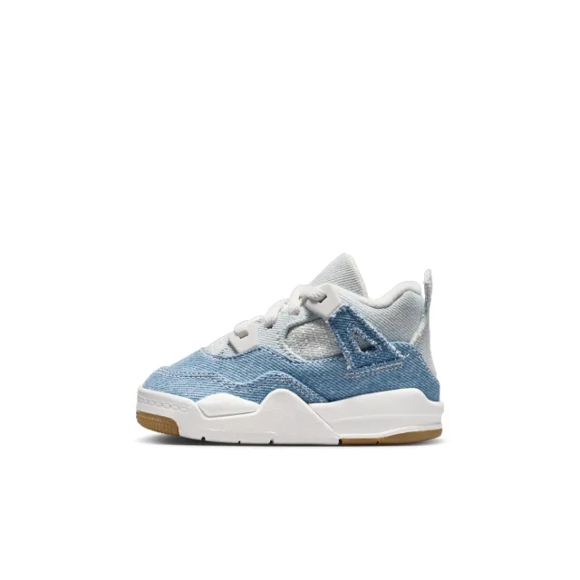 Nike Jordan 4 Retro 'Worn Blue' Baby/Toddler Shoes - White