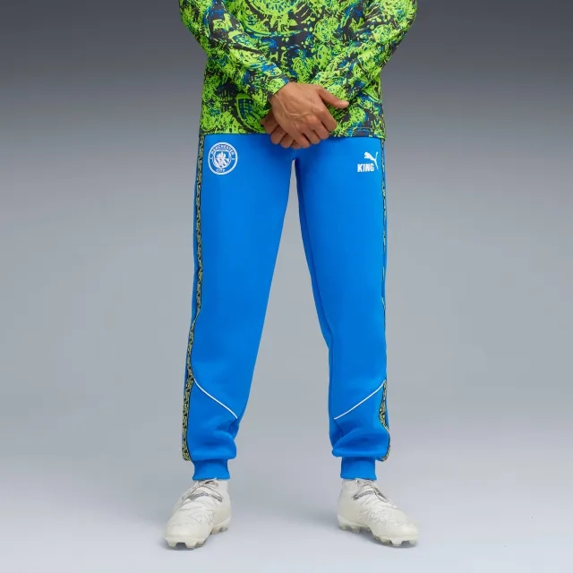 PUMA Manchester City King Anthem Pants Men, Hyperlink Blue/Pro Green, size 3XL