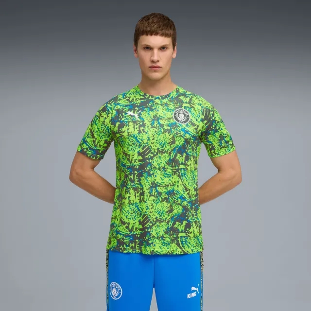 PUMA Manchester City Pre-Match Jersey Men, Pro Green/Hyperlink Blue, size 3XL