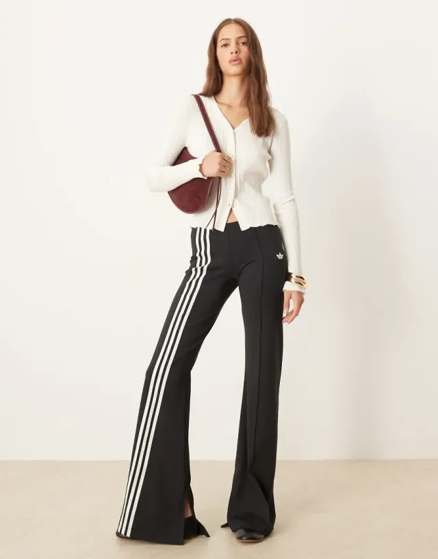 Pants Adidas Ribbon Off Placed 3-Stripes Flared Joggers Black/ Black L