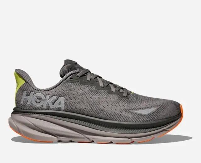 Hoka Men's Clifton 9 Gore-Tex In Asphalt Grey/Gravel