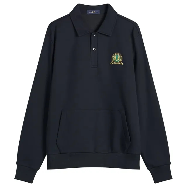 Fred Perry Men's Tennis Badge Collared Sweatshirt Navy