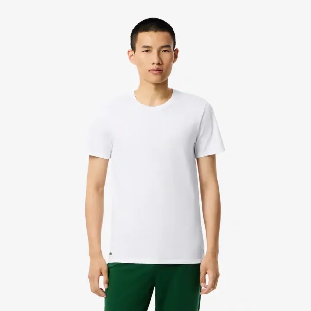 Lacoste 3-Pack Slim Fit Loungewear T-shirts - White