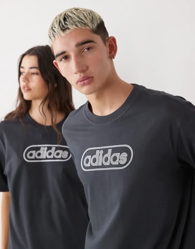 Adidas Originals 80'S Logo Graphic T-Shirt In Washed Black