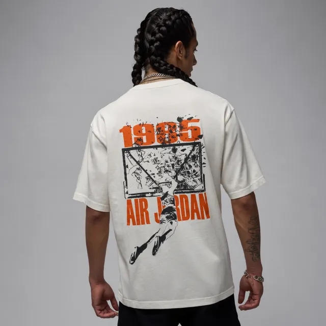 Nike Jordan Brooklyn Men's Oversized Graphic T-Shirt - White - Cotton