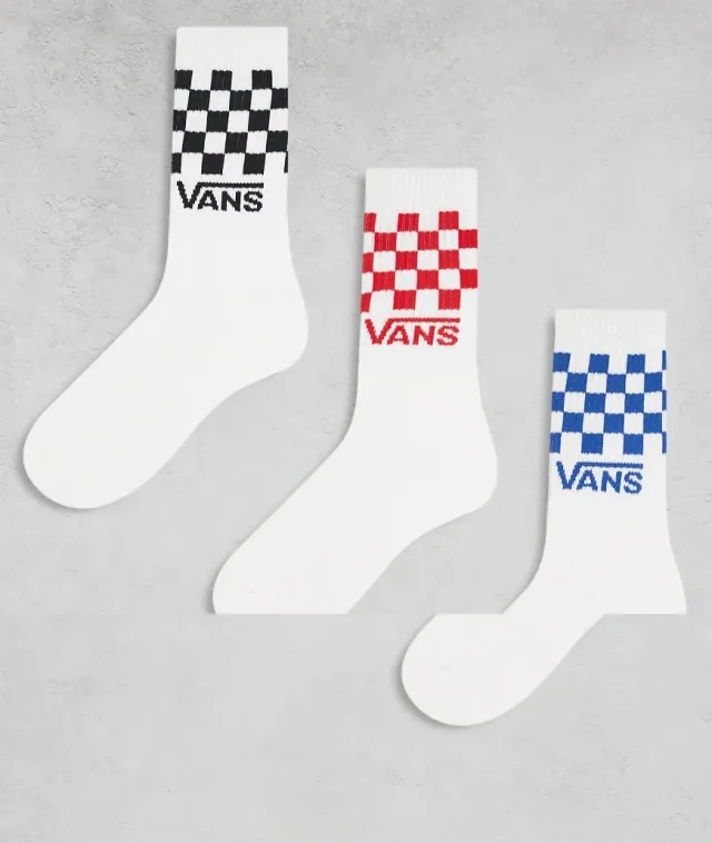 Vans Classic Check Crew 3-Pack White L