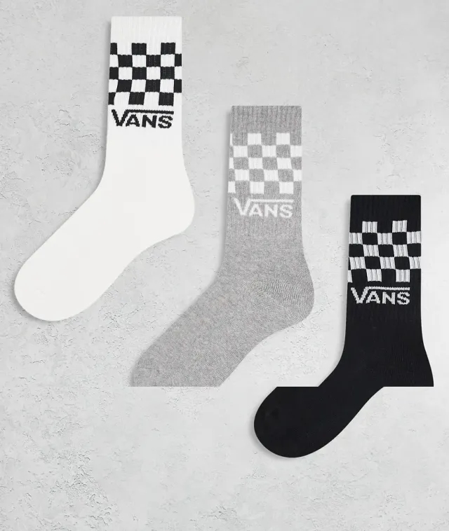 Vans Classic Check Crew 3-Pack White/ Black/ Grey L