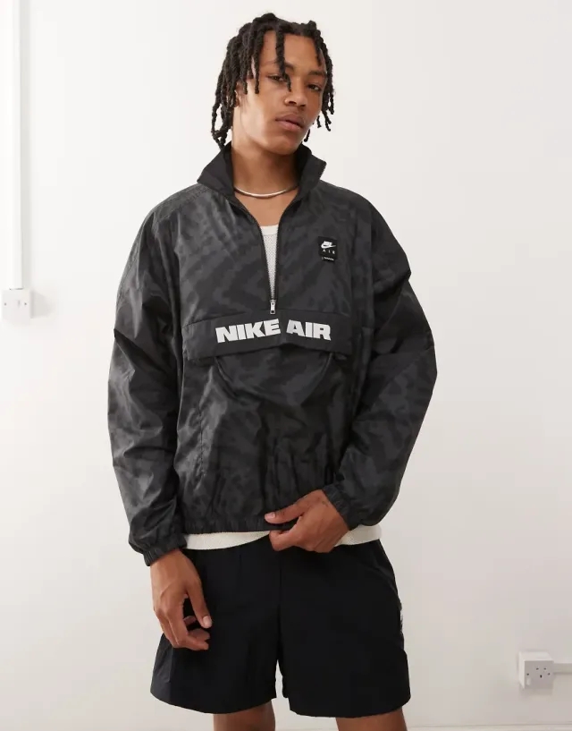 Nike Air Woven Half Zip Jacket In Black