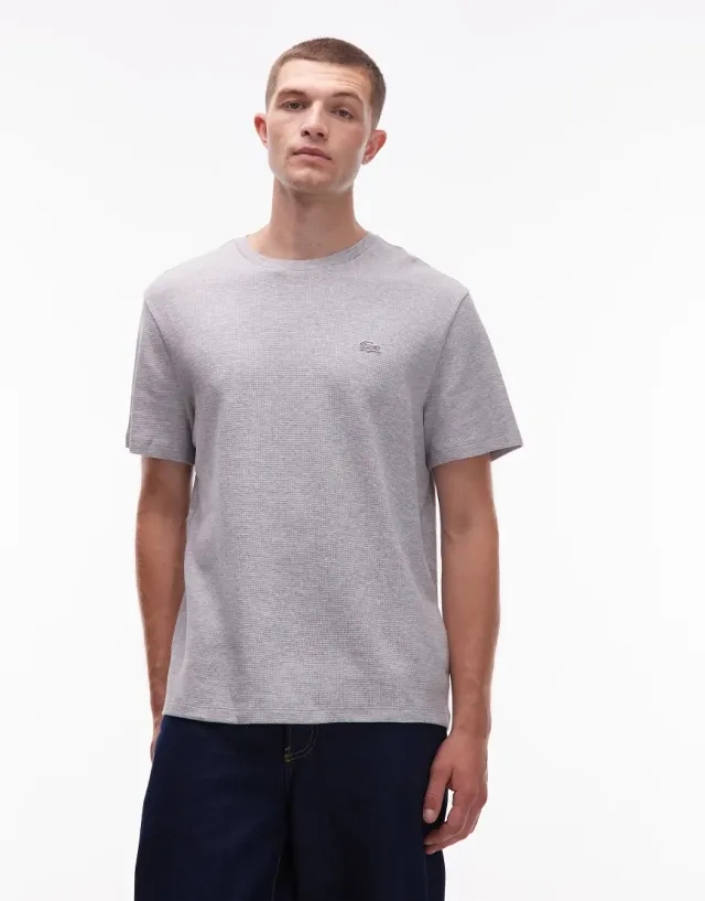 Lacoste Waffle Loungewear T-Shirt In Grey