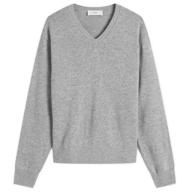 DUNST Women's Cashmere V-Neck Sweater Melange Grey