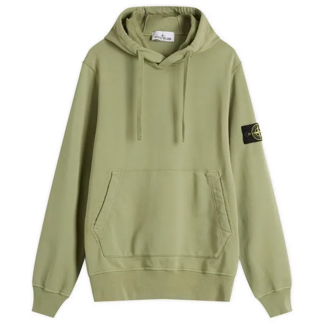 Stone Island Men's Organic Cotton Fleece Popover Hoodie Sage