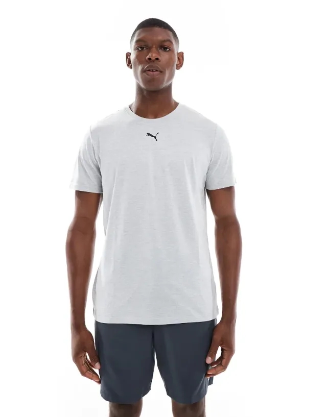 Puma Tad Essentials Heather Cat T-Shirt In Grey