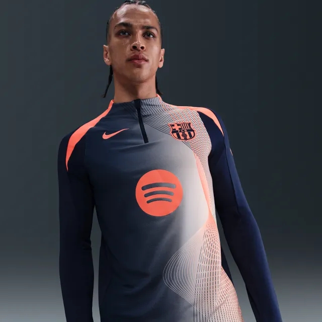 F.C. Barcelona Strike Third Nike Dri-FIT Total 90 Football Pre-Match Drill Top - Blue - Sustainable Materials