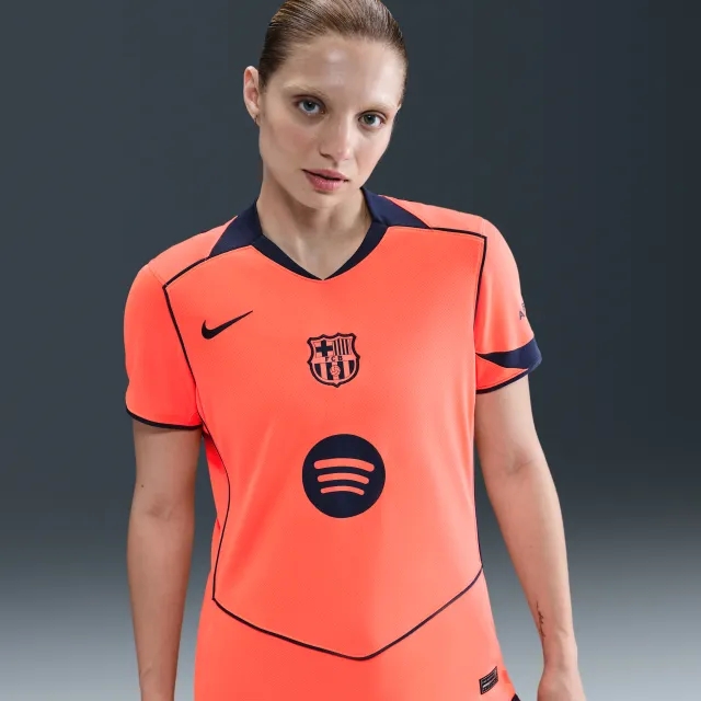 F.C. Barcelona 2025/26 Stadium Third Nike Dri-FIT Total 90 Football Replica Shirt - Orange - Sustainable Materials