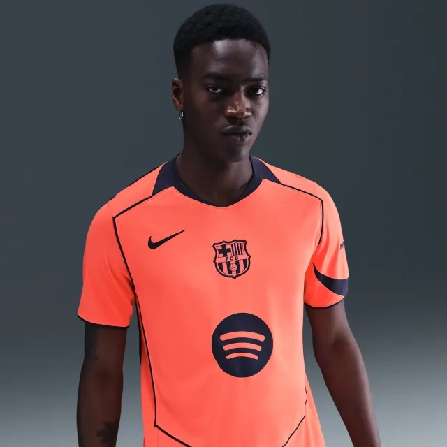 F.C. Barcelona 2025/26 Stadium Third Nike Dri-FIT Total 90 Football Replica Shirt - Orange - Sustainable Materials